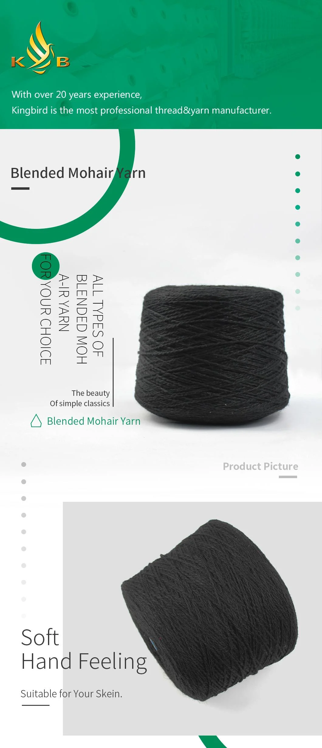 Kingeagle 2022 Good Quality Mohair Wool Yarn Blended Yarn for Weaving